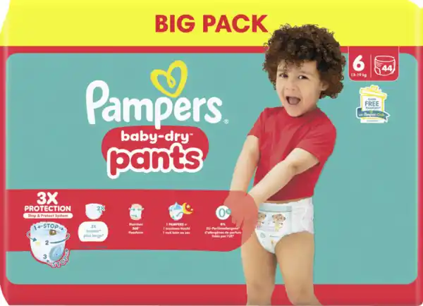 Bild 1 von Pampers Baby Dry Pants Windeln Gr.6 Extra Large 13-19kg Big Pack