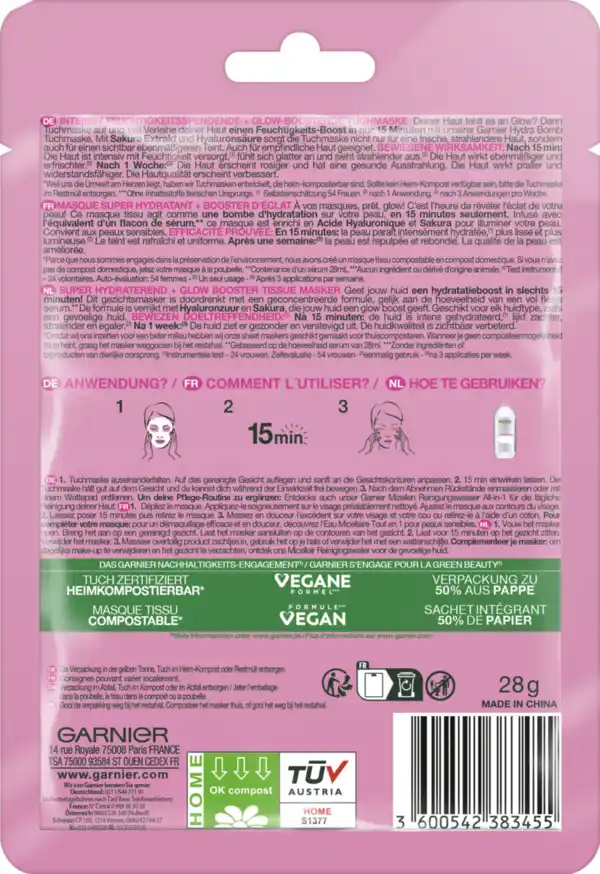 Bild 2 von Garnier SkinActive Tuchmaske Hydra Bomb Sakura Glow Booster