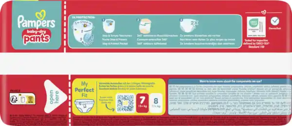 Bild 4 von Pampers Baby Dry Pants Windeln Gr.7 Extra Large 15kg Big Pack