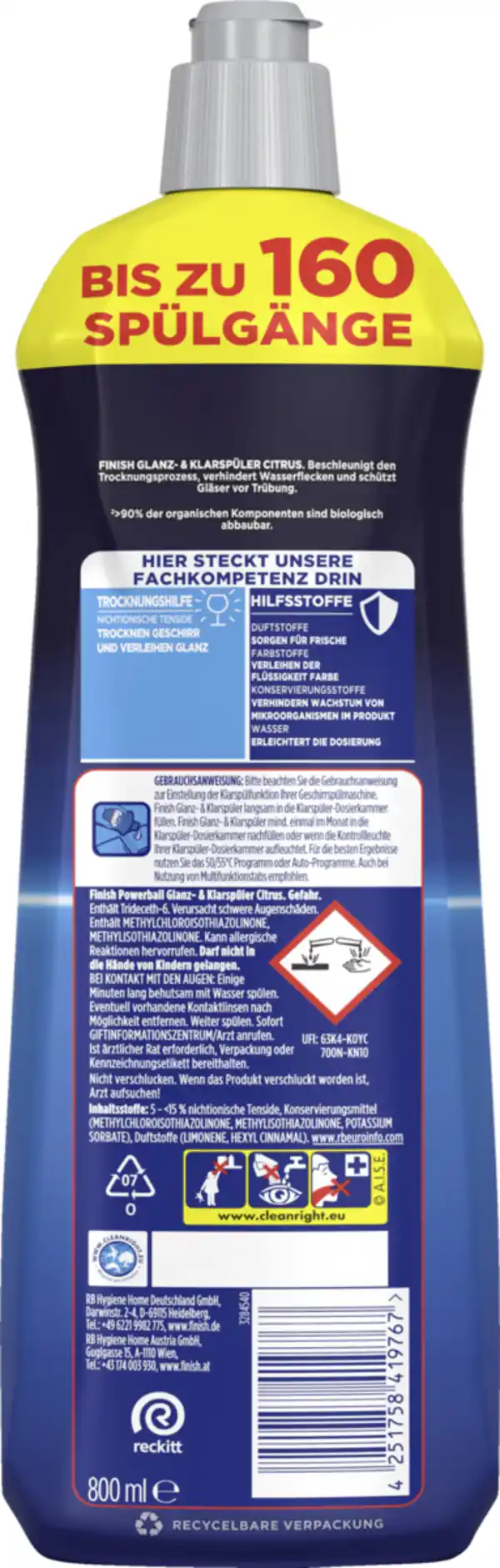 Bild 4 von Finish Glanz- und Klarspüler XL-Pack Citrus, 800 ml