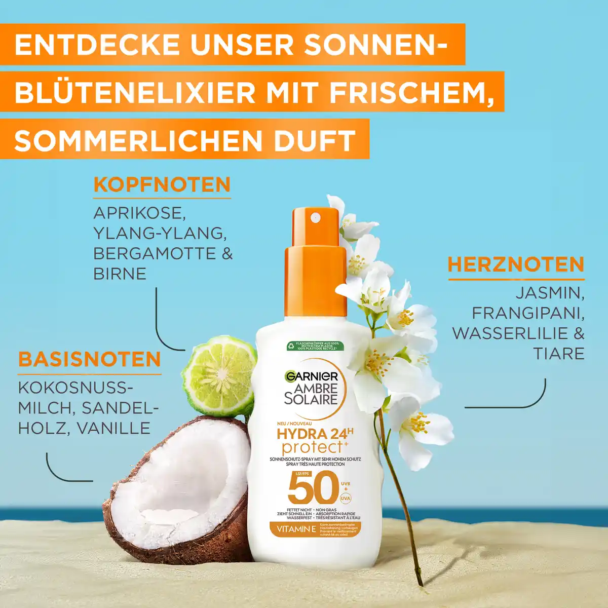 Bild 4 von Garnier Ambre Solaire Hydra Protect+ Sonnenschutz-Spray 24h LSF50, 150 ml