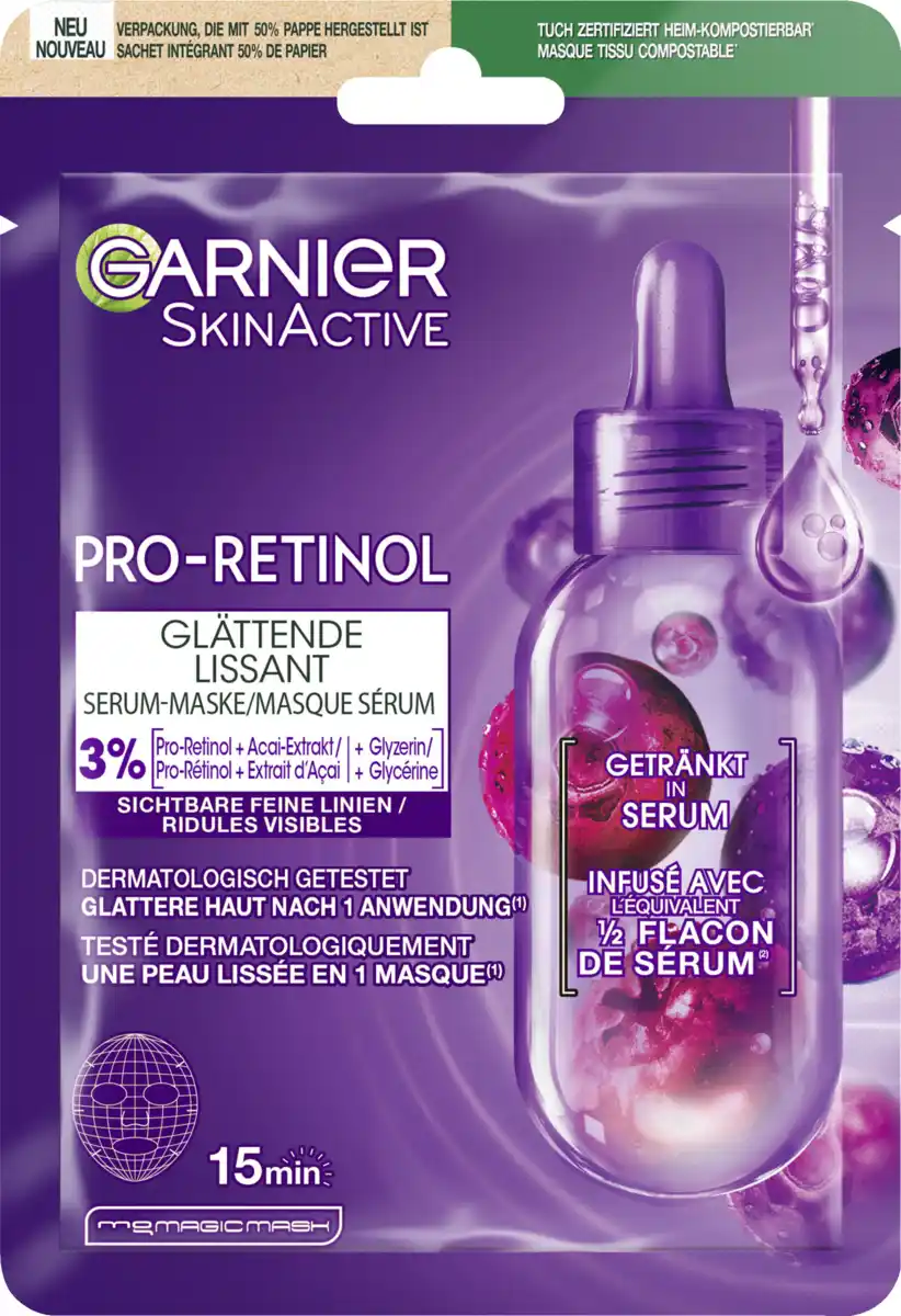 Bild 1 von Garnier SkinActive Pro-Retinol Glättende Serum-Maske