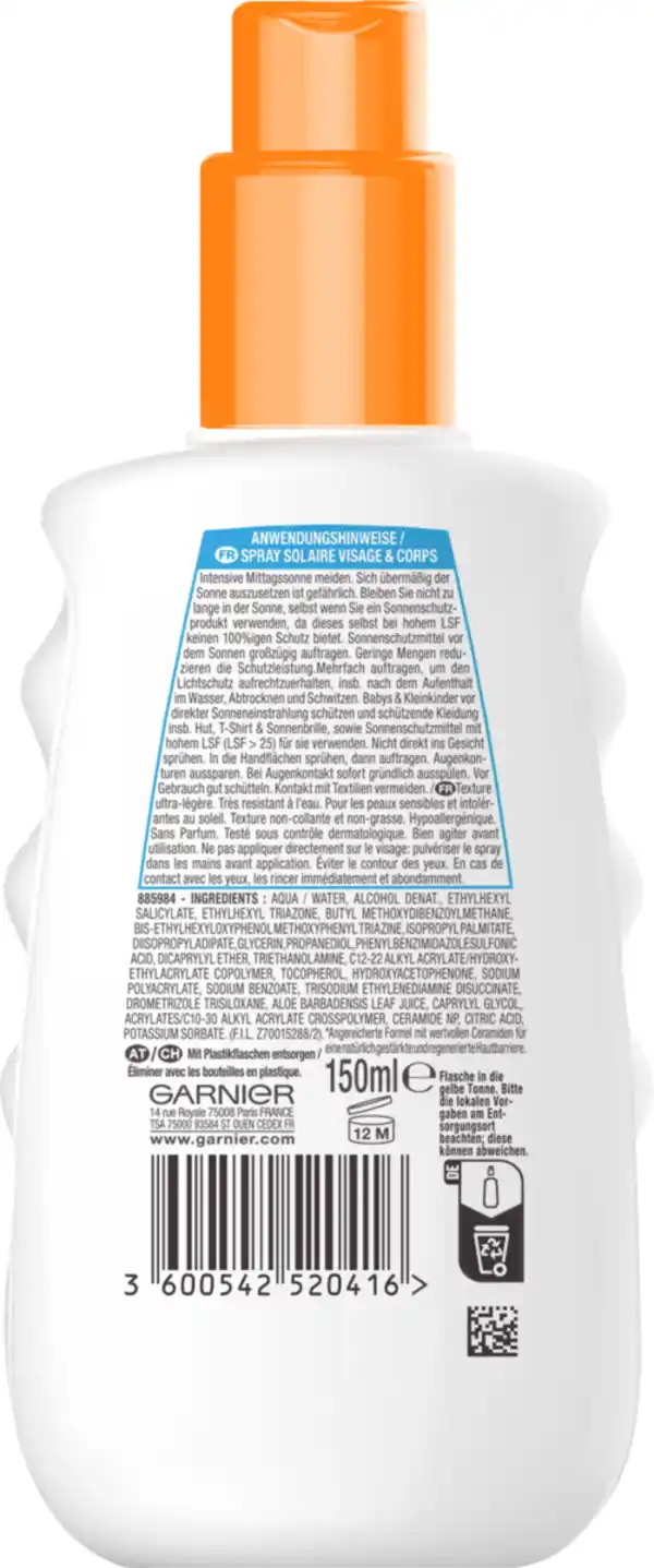 Bild 2 von Garnier Ambre Solaire Sonnenschutz-Spray Sensitive Expert+ LSF 50+, 150 ml