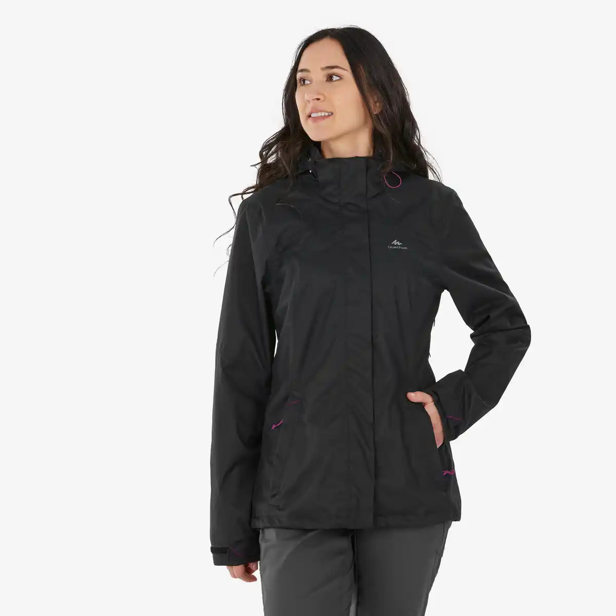 Bild 1 von QUECHUA Wanderjacke Bergwandern MH100 wasserdicht Damen schwarz