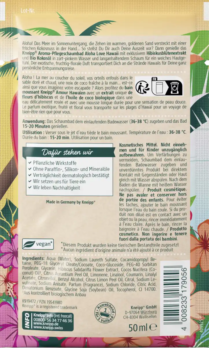Bild 2 von Kneipp Aroma-Pflegeschaumbad Aloha Love HAWAII, 50 ml