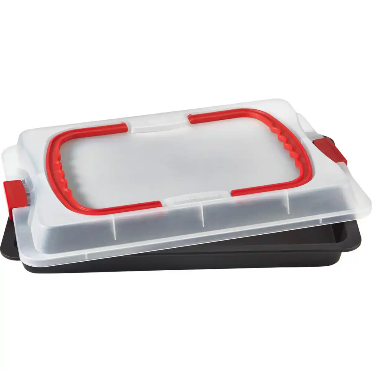 Bild 1 von Dr.Oetker Backblech Bake and Go, Rot, Schwarz, Transparent, Metall, Kunststoff, rechteckig, 42x4x29 cm, Grüner Punkt, Backen, Backformen, Backbleche