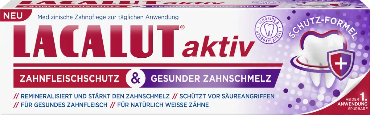 Bild 1 von LACALUT aktiv medizinische Zahncreme Zahnfleischschutz & gesunder Zahnschmelz, 75 ml