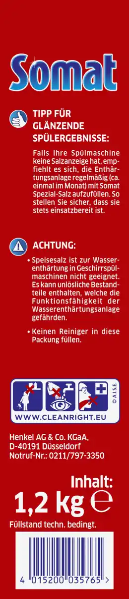 Bild 2 von Somat 5in1 Spülmaschinen Spezial-Salz, 1,2 kg