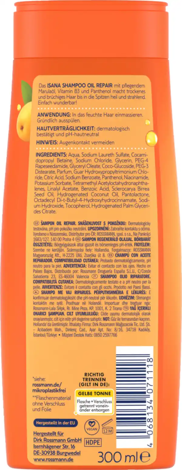 Bild 4 von ISANA Shampoo Oil Repair Marulaöl, 300 ml