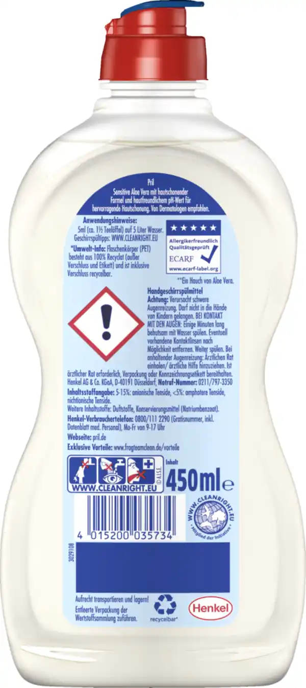 Bild 2 von Pril Sensive Aloe Vera Spülmittel, 450 ml