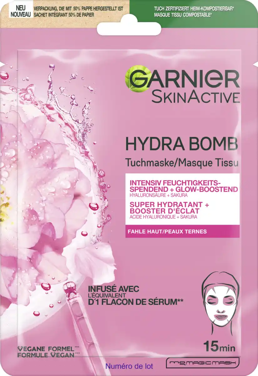 Bild 1 von Garnier SkinActive Tuchmaske Hydra Bomb Sakura Glow Booster