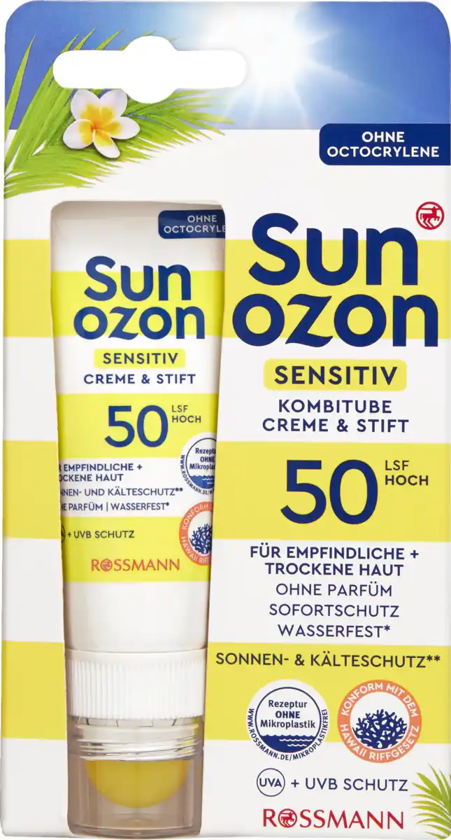 Bild 1 von sunozon Sensitiv Kombitube Creme & Stift LSF 50, 25 ml
