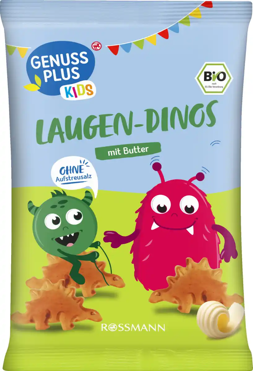 Bild 1 von GENUSS PLUS KIDS Bio Laugen-Dinos, 90 g