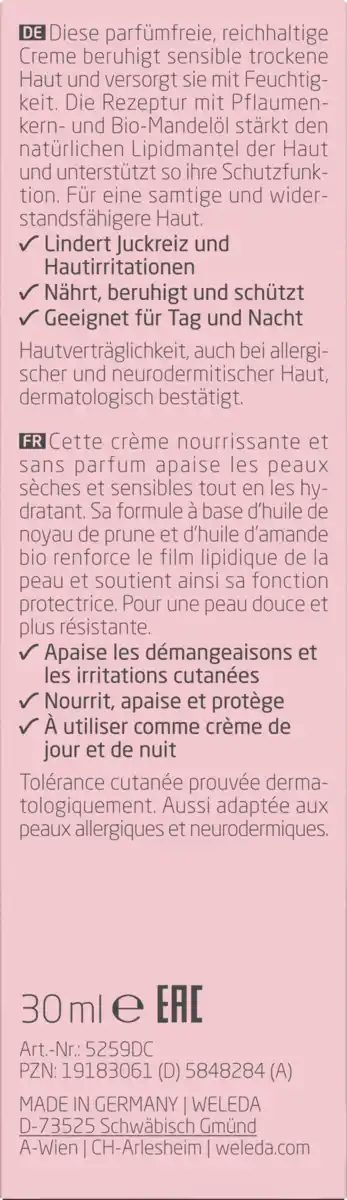 Bild 2 von Weleda Sensitiv Feuchtigkeitscreme Mandel, 30 ml