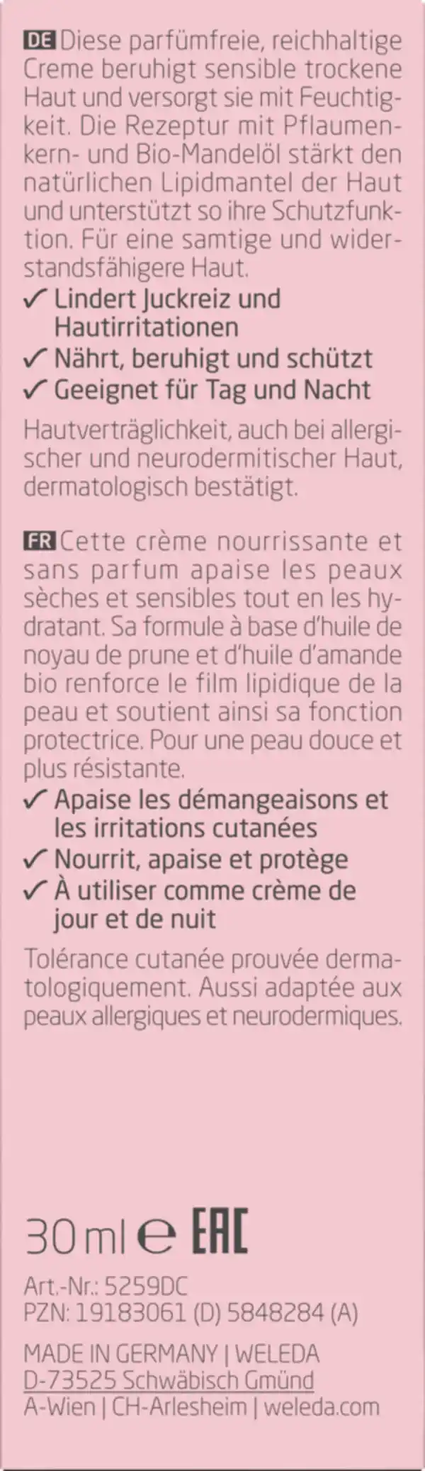 Bild 2 von Weleda Sensitiv Feuchtigkeitscreme Mandel, 30 ml