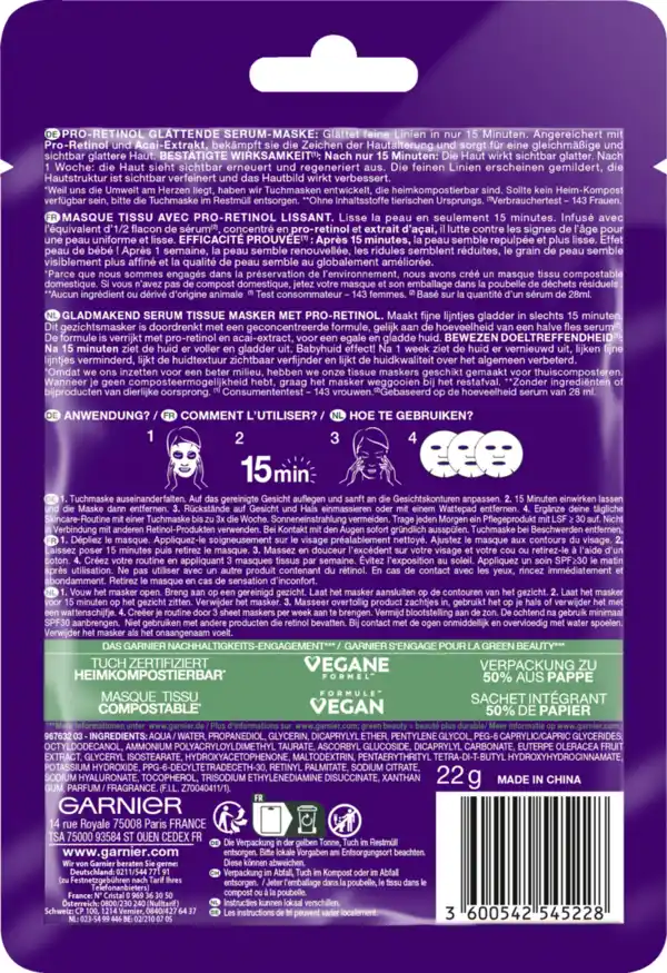 Bild 2 von Garnier SkinActive Pro-Retinol Glättende Serum-Maske