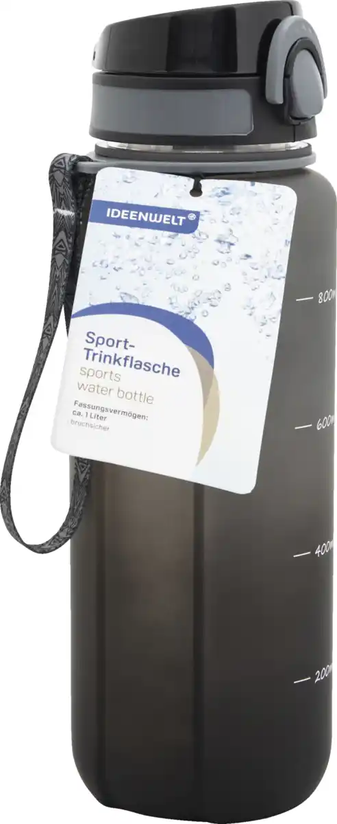 Bild 1 von IDEENWELT Sporttrinkflasche 1L schwarz