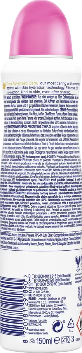 Bild 2 von Dove Deospray Antitranspirant Advanced Care Summer Care, 150 ml