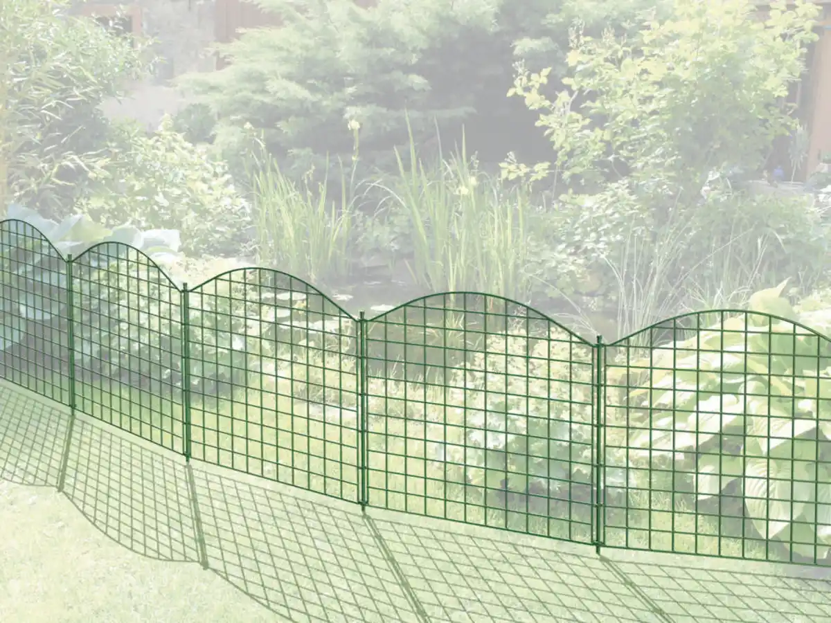 Bild 3 von 11tlg. Teichzaun Oberbogen, ca. 390 x 78,5 cm - Dunkelgrün