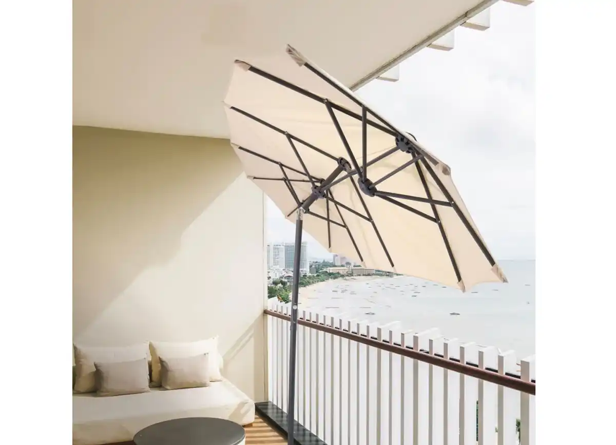 Bild 1 von Drei-Kuppel-Sonnenschirm 300x150cm Natur