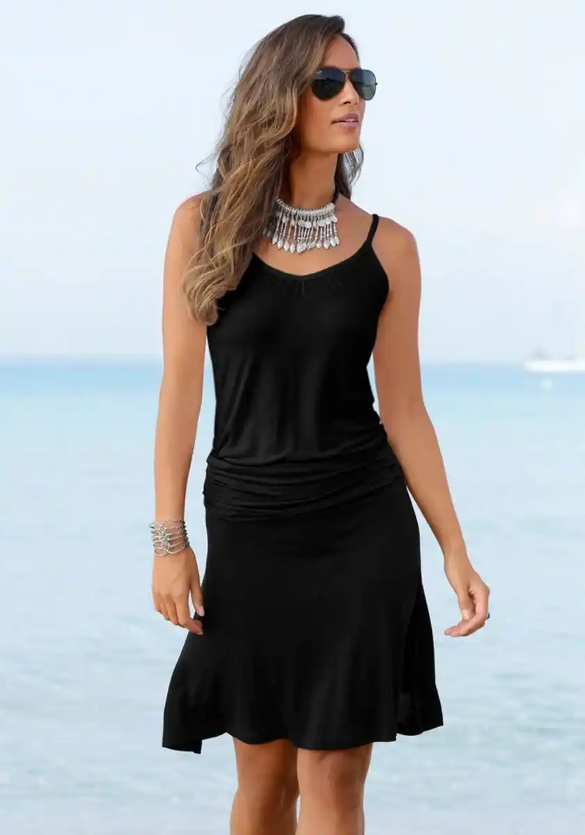 Bild 1 von Beachtime Strandkleid aus Viskosejersey mit verstellbaren Trägern, kurzes Sommerkleid