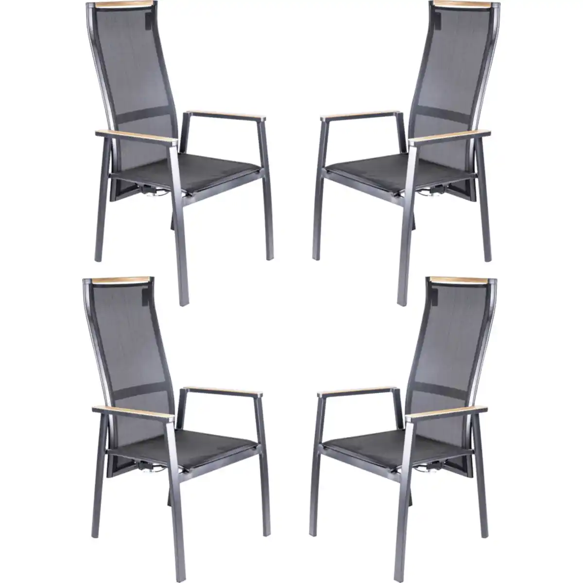 Bild 1 von Gartenstuhl 4er Set verstellbare Lehne Holzoptik