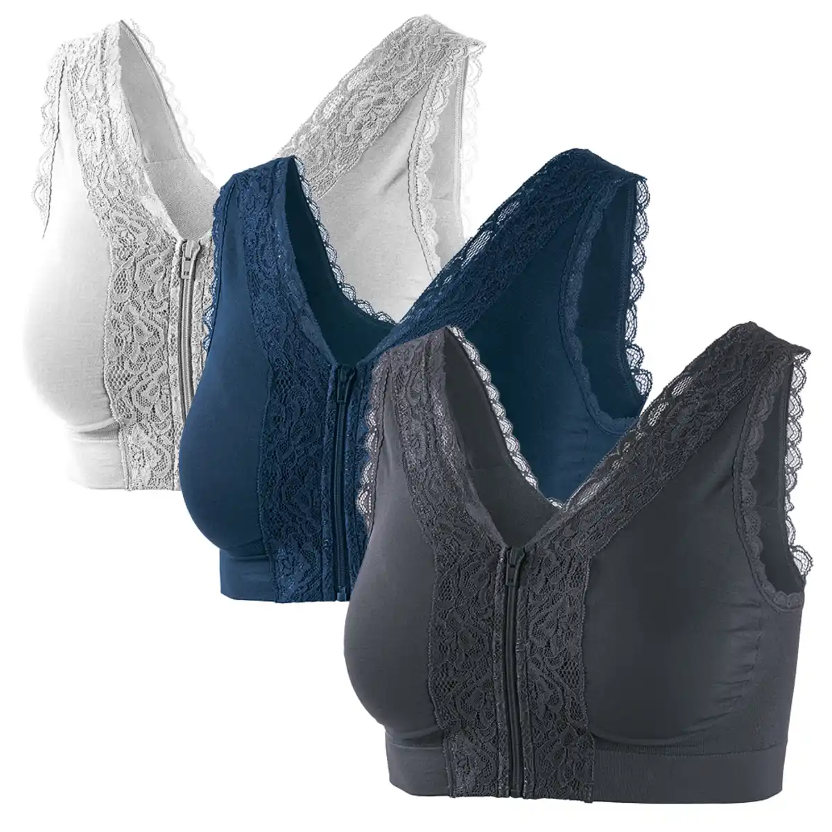 Bild 1 von Seamless Komfort-BH 3er mit Spitze und Reißverschluss