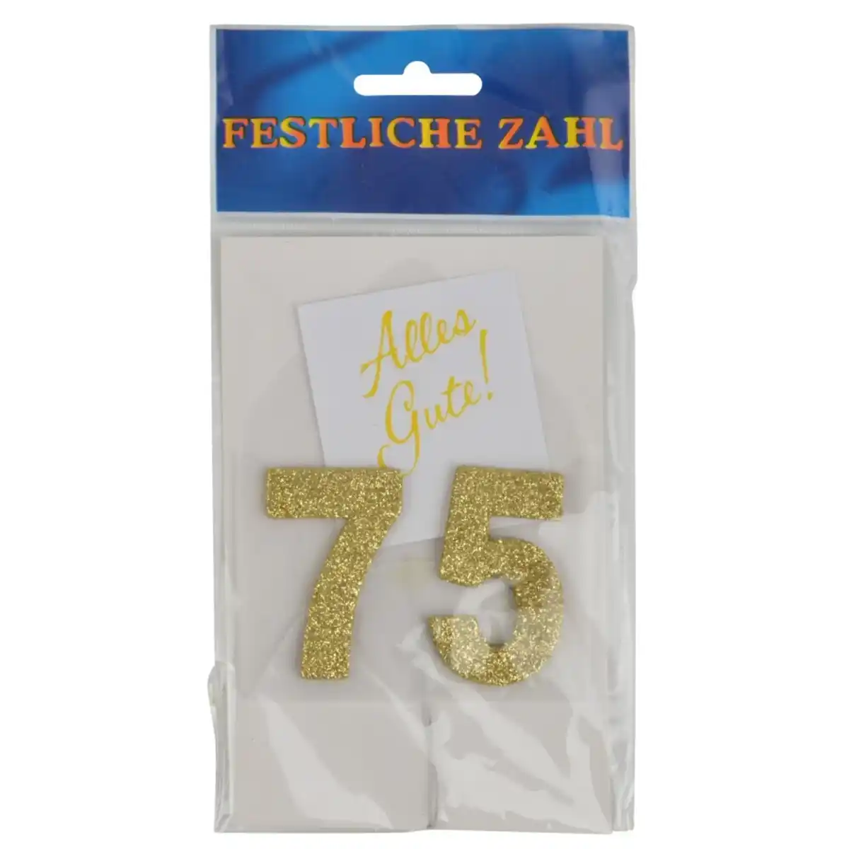 Bild 1 von Grußkärtchen Festliche Zahl 75 in Gold 7 x 5 cm