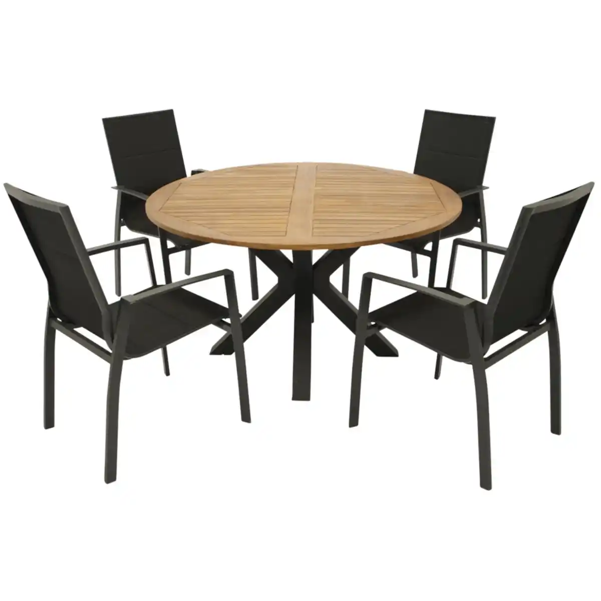 Bild 1 von Gartensitzgruppe 5-teilig mit Tisch rund aus Akazie