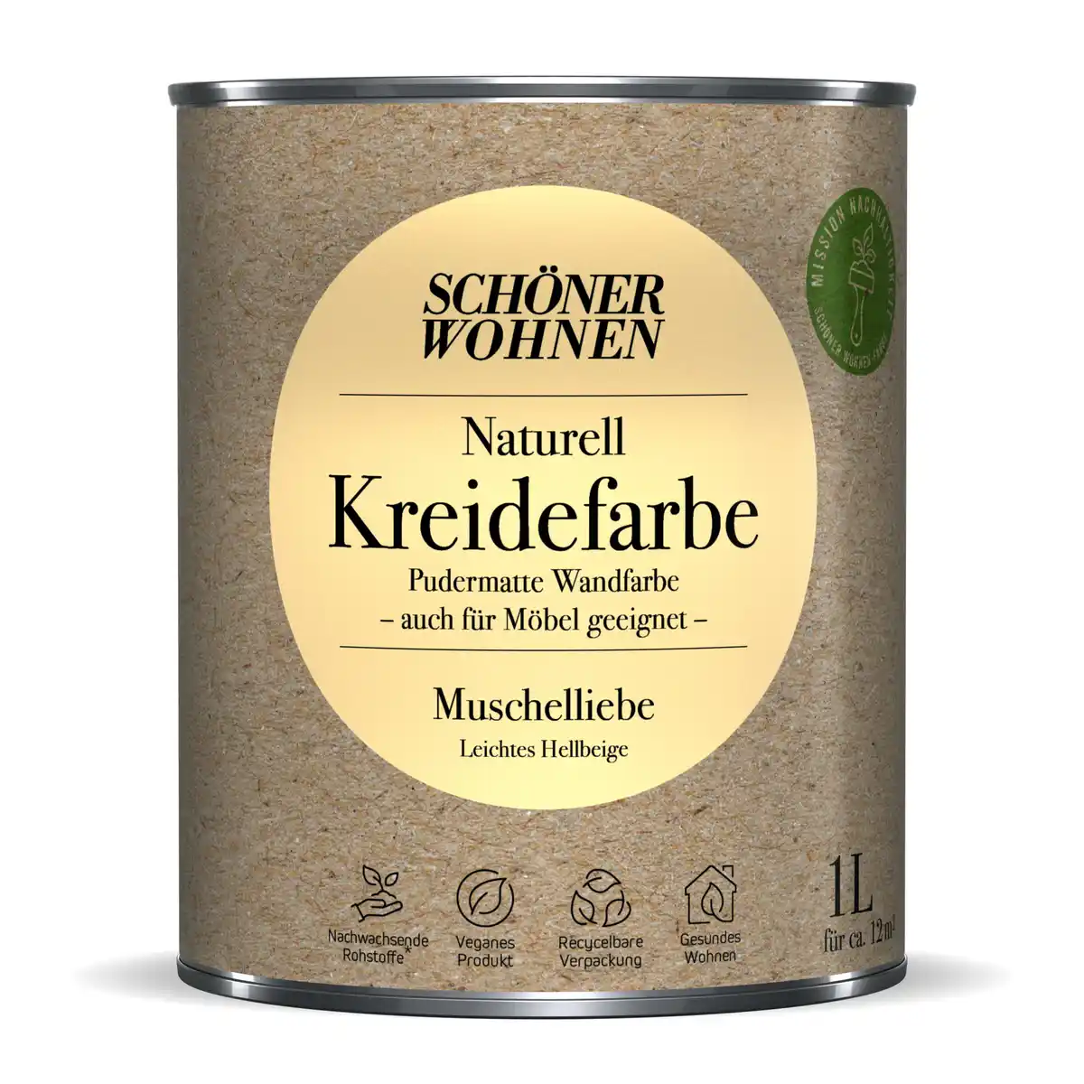 Bild 1 von Schöner Wohnen Farbe Naturell Kreidefarbe 'Muschelliebe' hellbeige matt 1 l