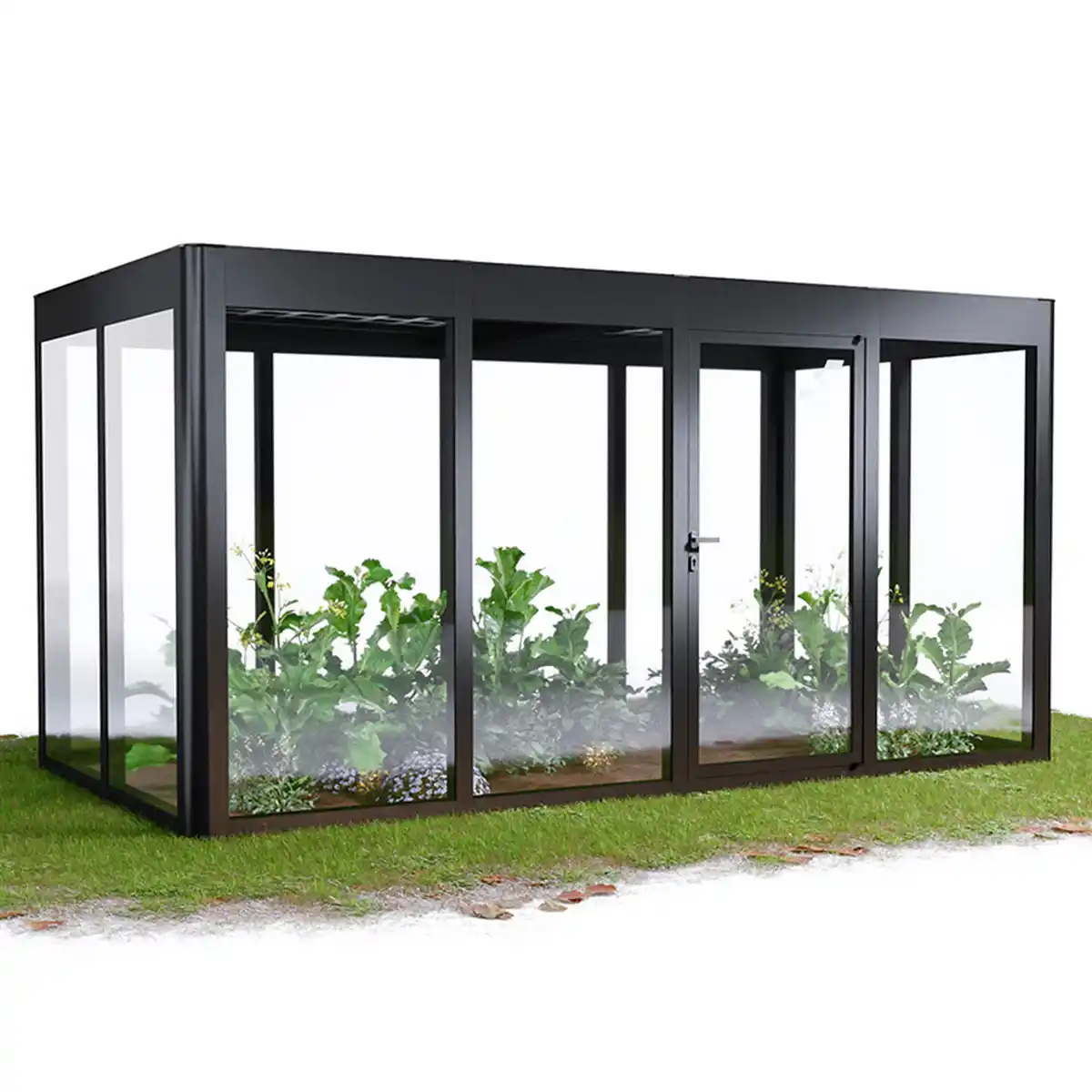 Bild 1 von SunElements Gewächshaus 'SunGarden Energy 4.2' 443 x 233 cm mit 6 mm Acrylglas Solardach anthrazit-metallic