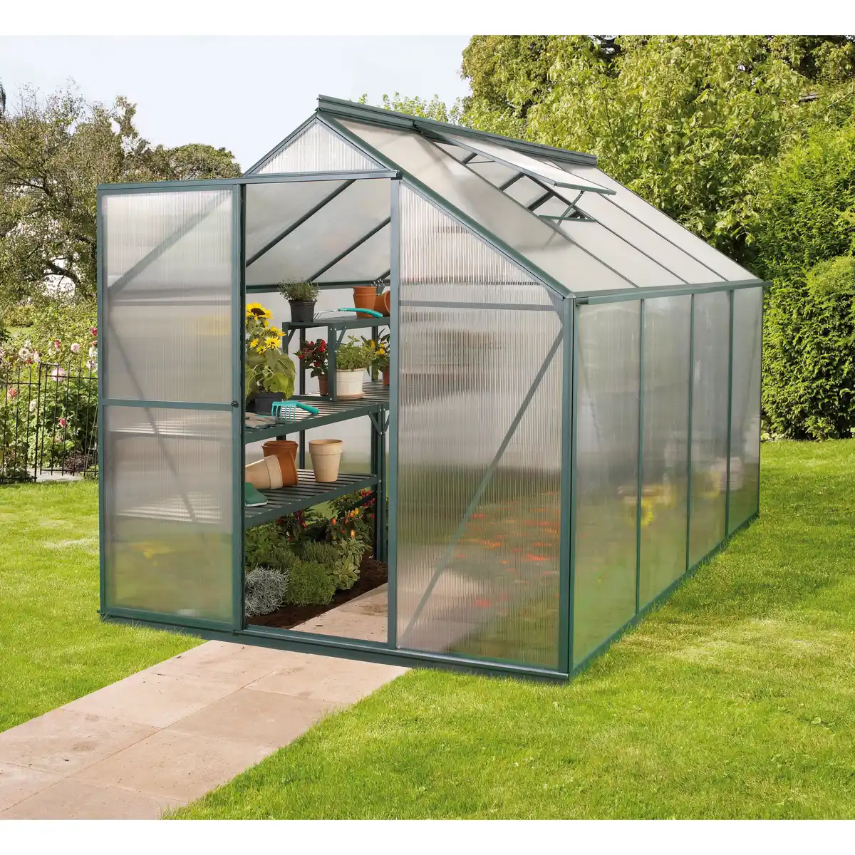 Bild 1 von Vitavia Gewächshaus 'Triton 6200' 190 x 254 cm mit 6 mm Hohlkammerplatten smaragdfarben