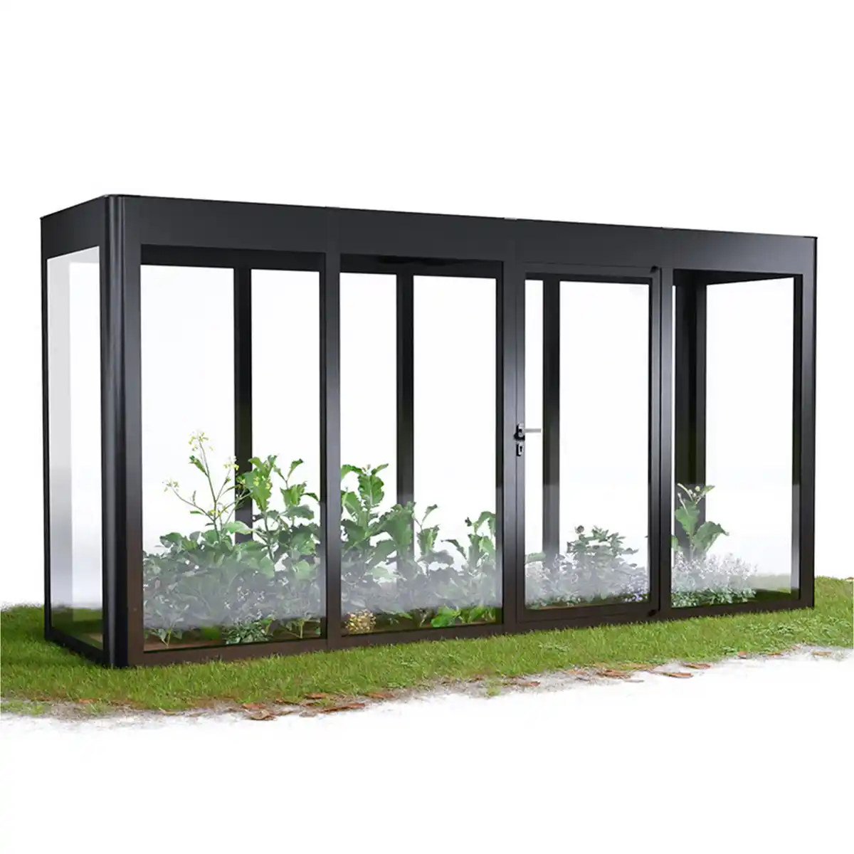 Bild 1 von SunElements Gewächshaus 'SunGarden Energy 4.1' 443 x 128 cm mit 6 mm Acrylglas Solardach anthrazit-metallic