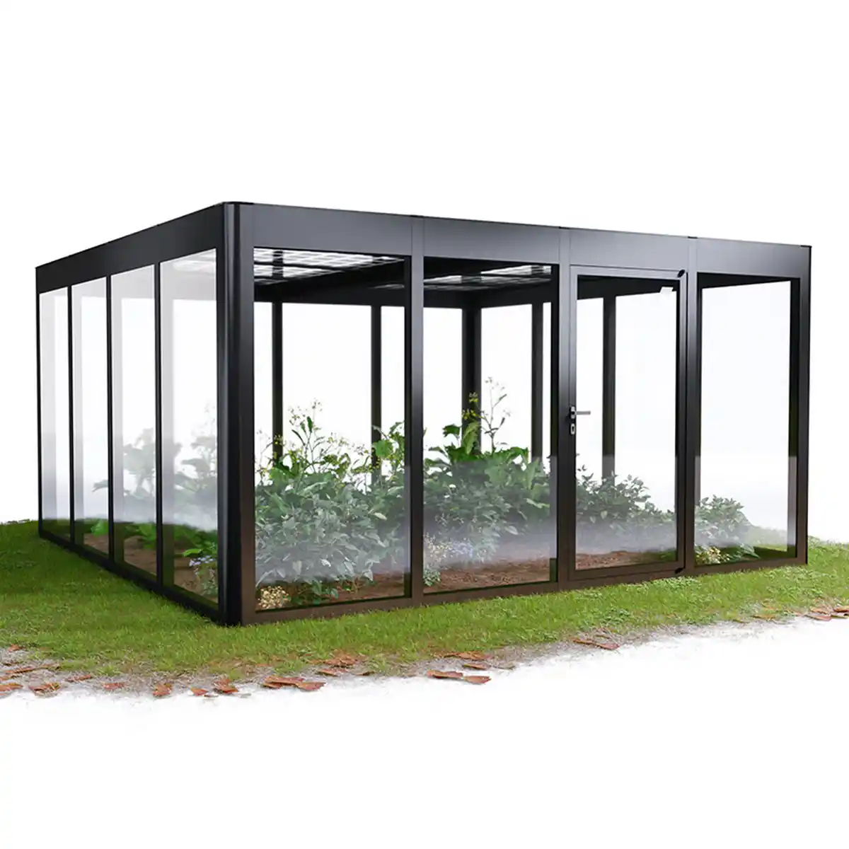 Bild 1 von SunElements Gewächshaus 'SunGarden Energy 4.4' 443 x 443 cm mit 6 mm Solardach Acrylglas anthrazit-metallic