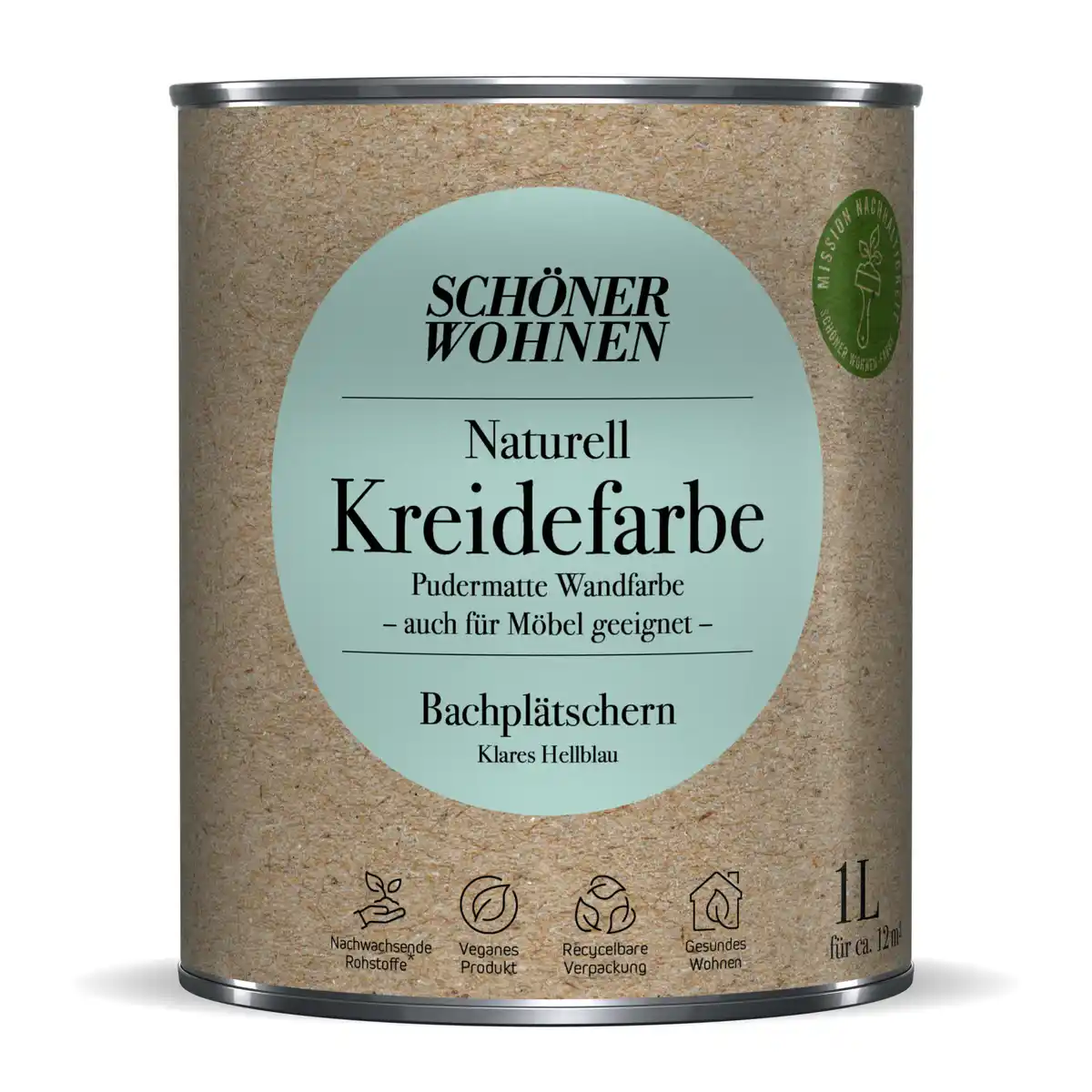 Bild 1 von Schöner Wohnen Farbe Naturell Kreidefarbe 'Bachplätschern' hellblau matt 1 l