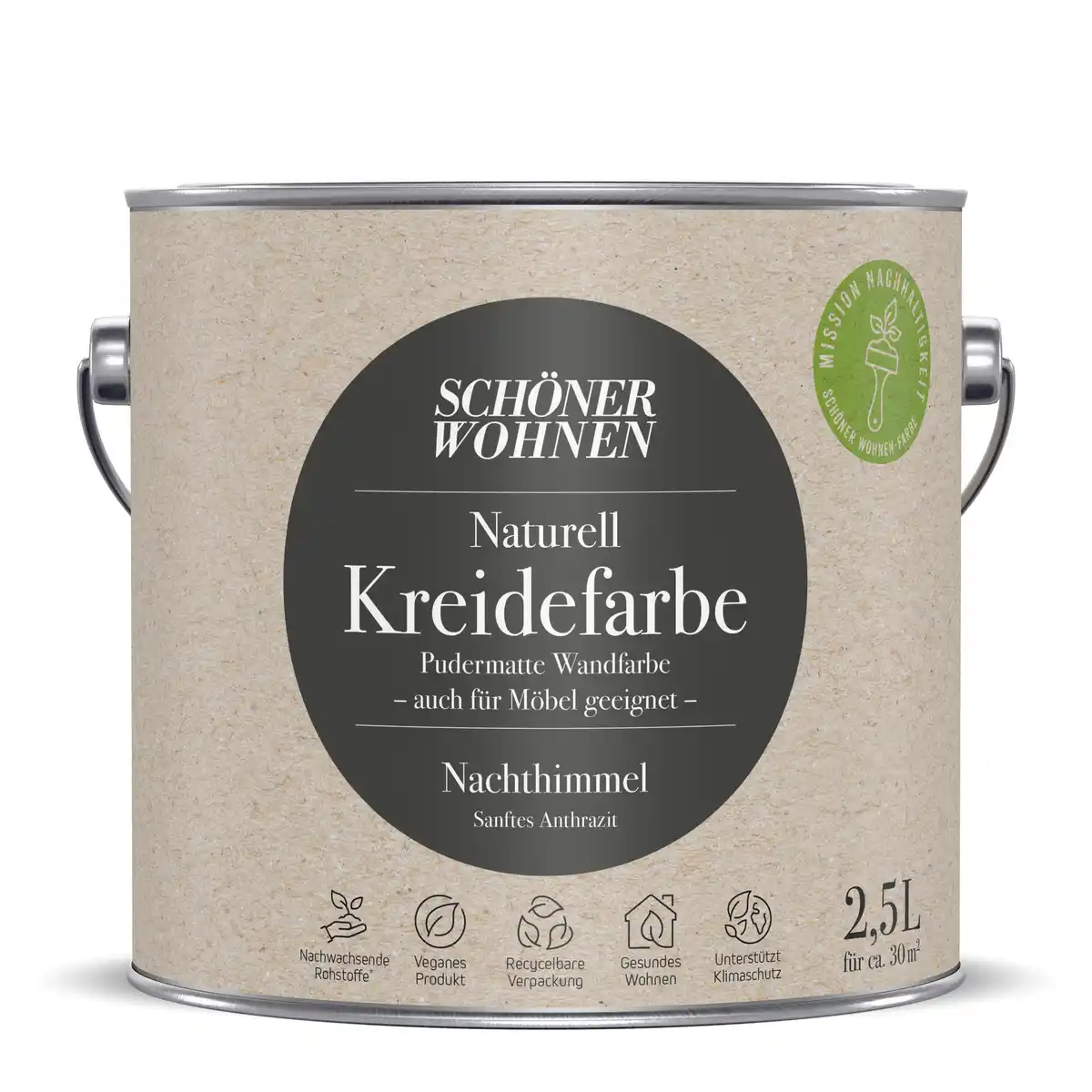 Bild 1 von Schöner Wohnen Farbe Naturell Kreidefarbe 'Nachthimmel' anthrazit matt 2,5 l