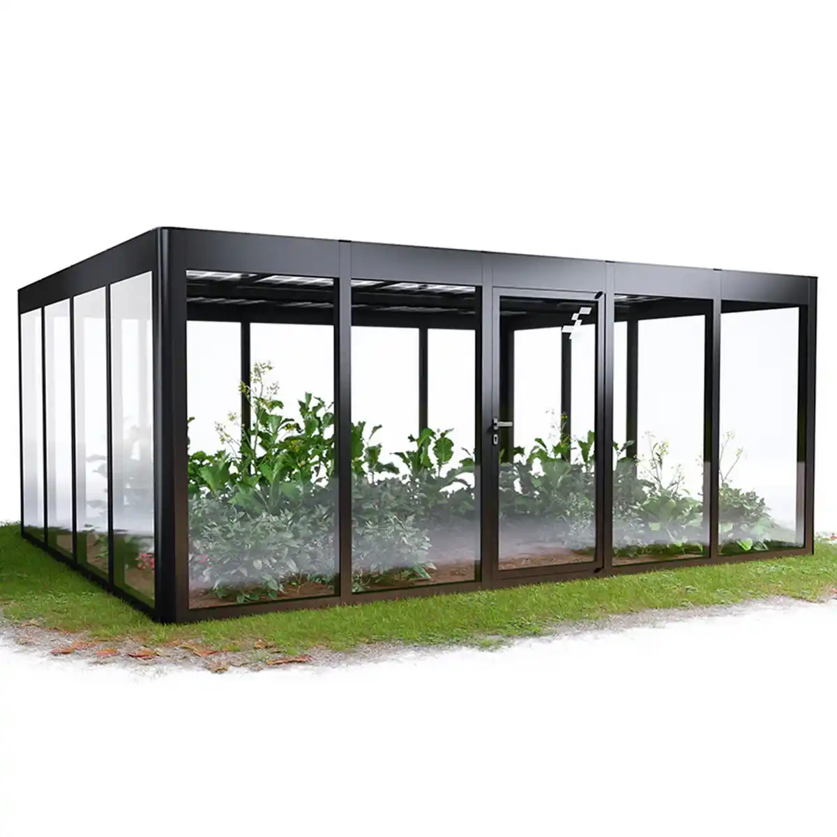 Bild 1 von SunElements Gewächshaus 'SunGarden Energy 5.4' 548 x 443 cm mit 6 mm Acrylglas Solardach anthrazit-metallic