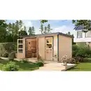 Bild 1 von Karibu Metall-Holzgartenhaus 'Antaris A' Fichtenholz naturbelassen Metall graualuminium 400,5 x 209 x 213,5 cm
