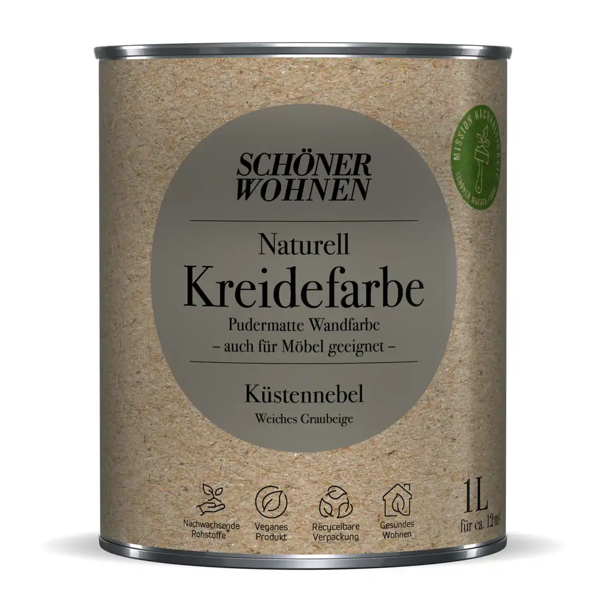 Bild 1 von Schöner Wohnen Farbe Naturell Kreidefarbe 'Küstennebel' grau matt 1 l