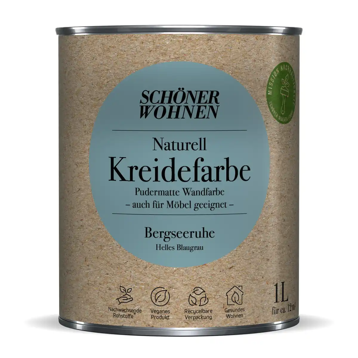 Bild 1 von Schöner Wohnen Farbe Naturell Kreidefarbe 'Bergseeruhe' blaugrau matt 1 l