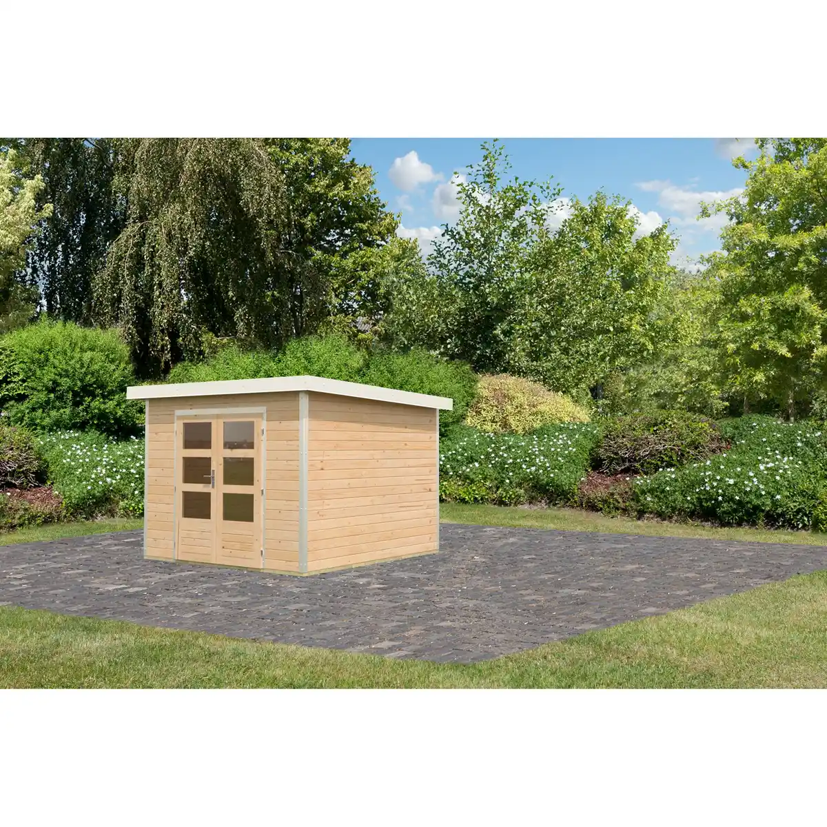 Bild 1 von Karibu Gartenhaus 'Meteor A' naturbelassen/weiß 309 x 218,5 x 292,4 cm