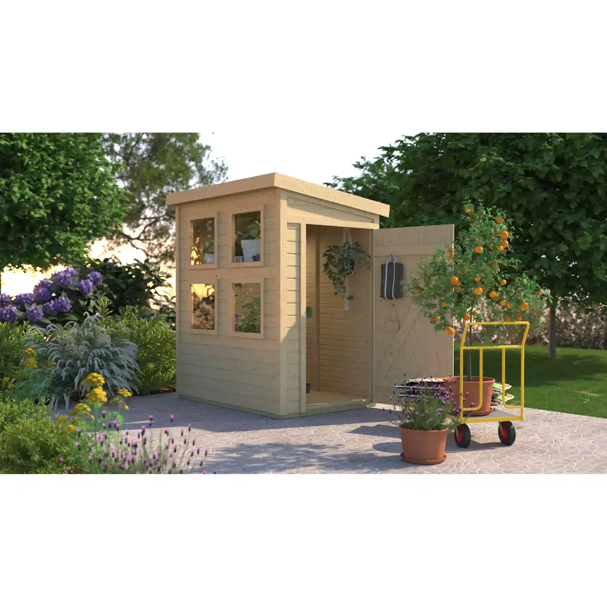 Bild 1 von Karibu Anzucht-Gewächshaus 'Sana' Fichtenholz naturbelassen 182 x 219 x 126 cm