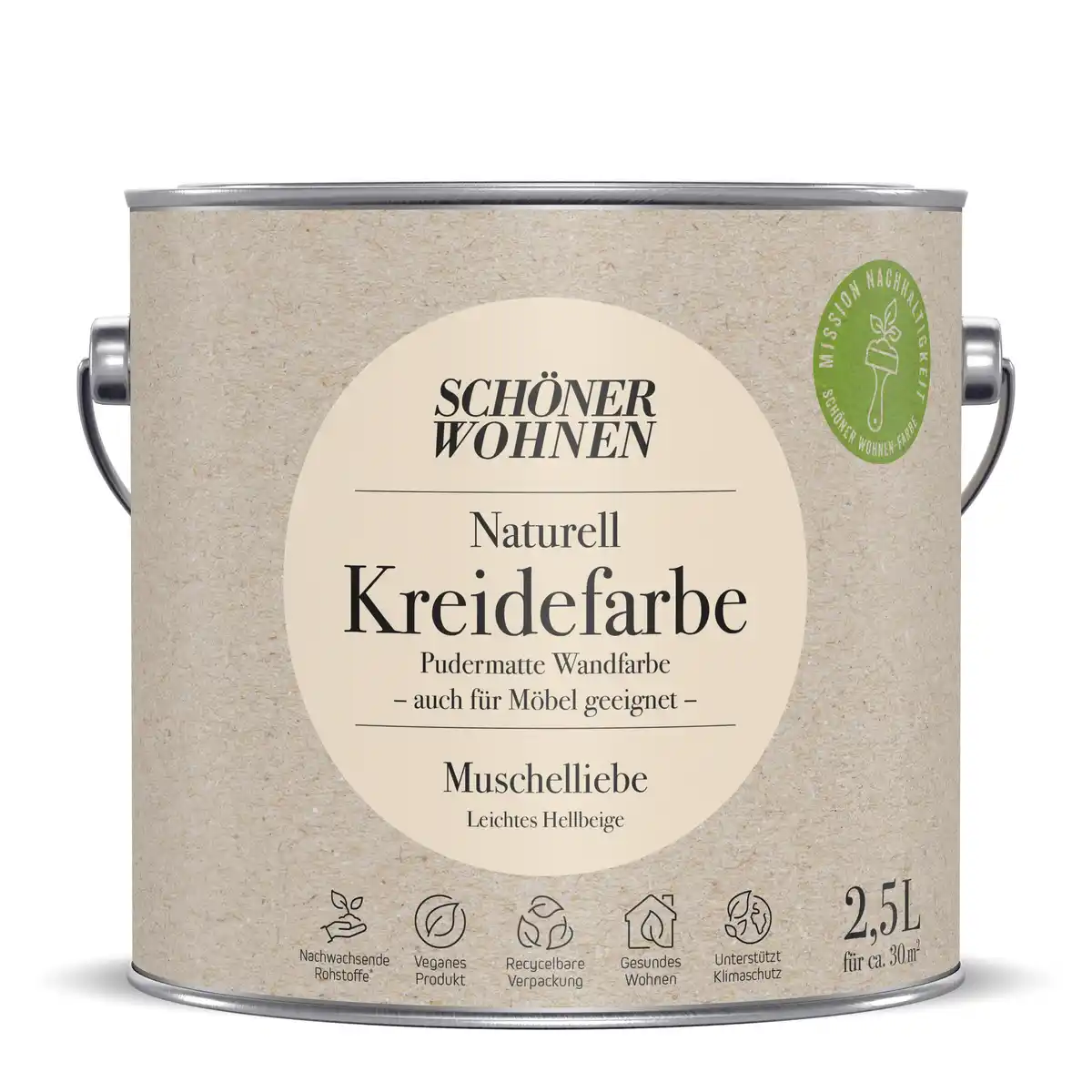 Bild 1 von Schöner Wohnen Farbe Naturell Kreidefarbe 'Muschelliebe' hellbeige matt 2,5 l