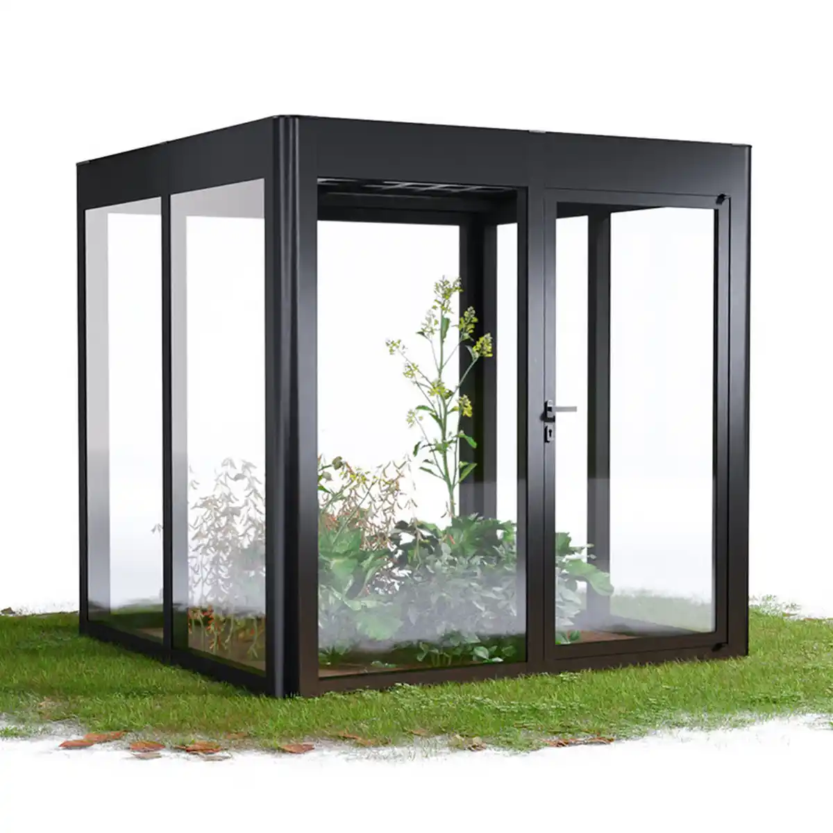 Bild 1 von SunElements Gewächshaus 'SunGarden Energy 2.2' 233 x 233 cm mit 6 mm Acrylglas Solardach anthrazit-metallic