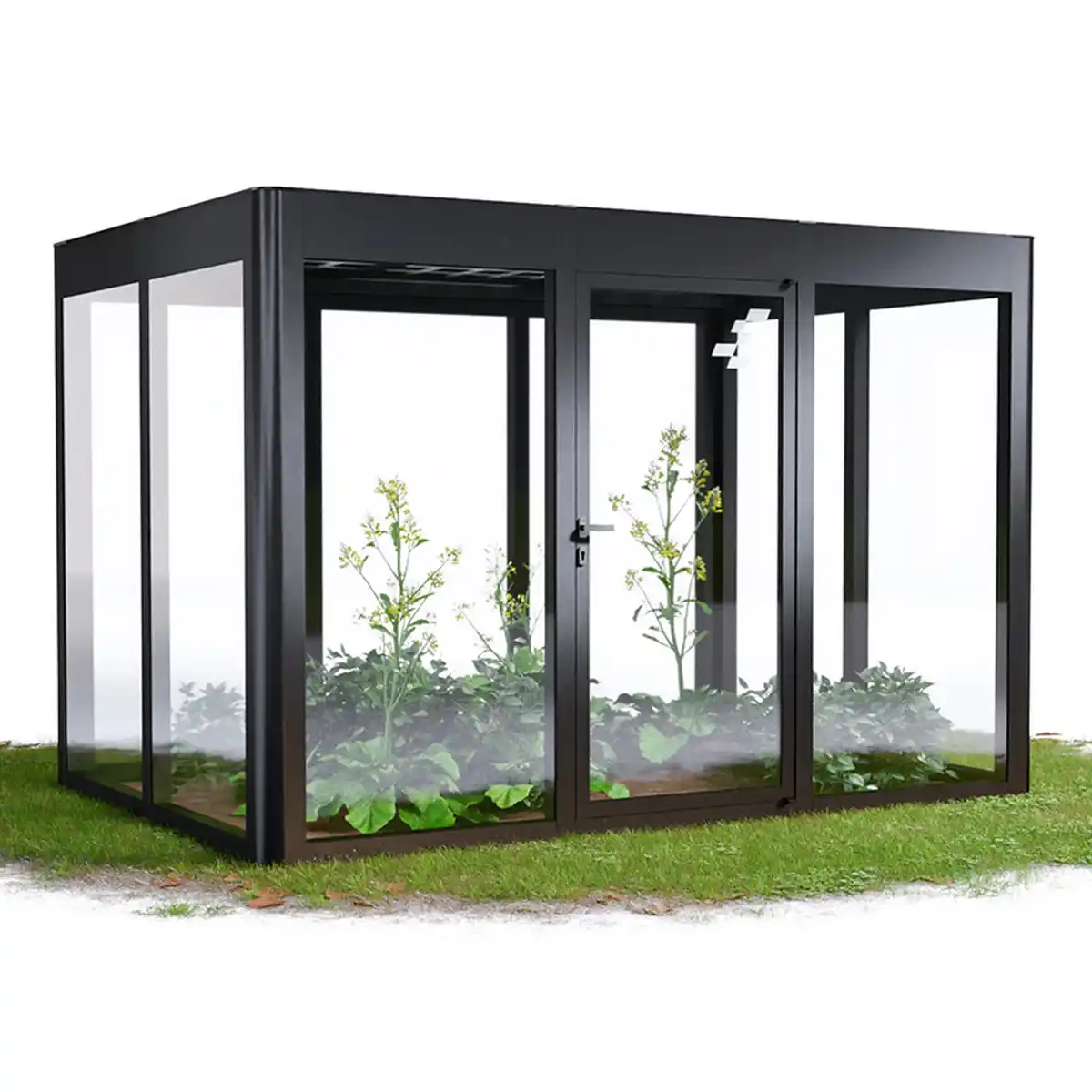 Bild 1 von SunElements Gewächshaus 'SunGarden Energy 3.2' 338 x 233 cm mit 6 mm Acrylglas Solardach anthrazit-metallic