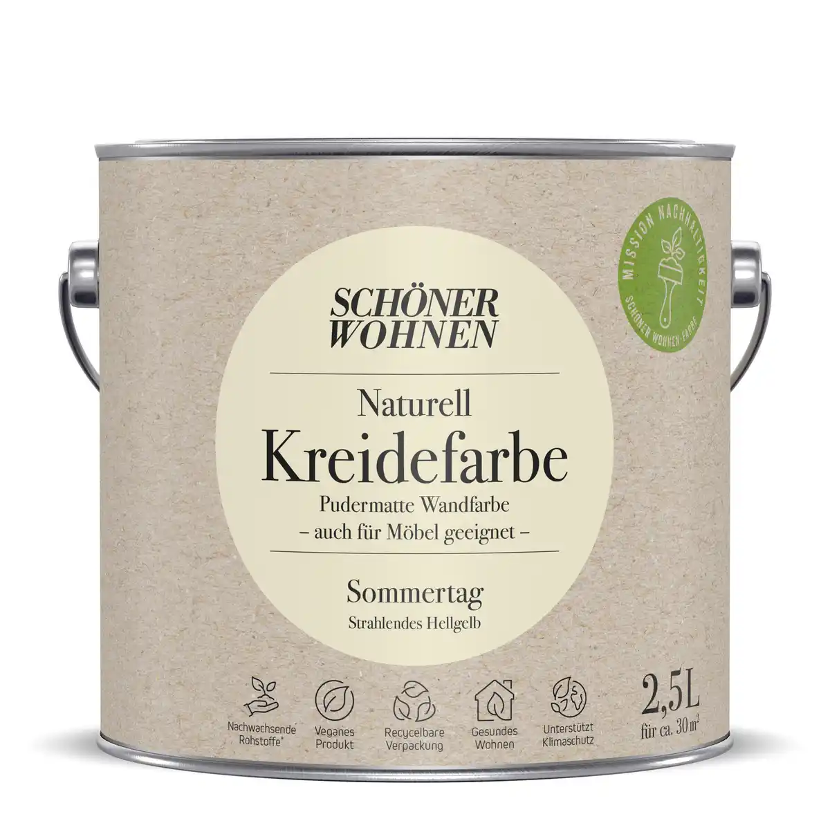 Bild 1 von Schöner Wohnen Farbe Naturell Kreidefarbe 'Sommertag' hellgelb matt 2,5 l