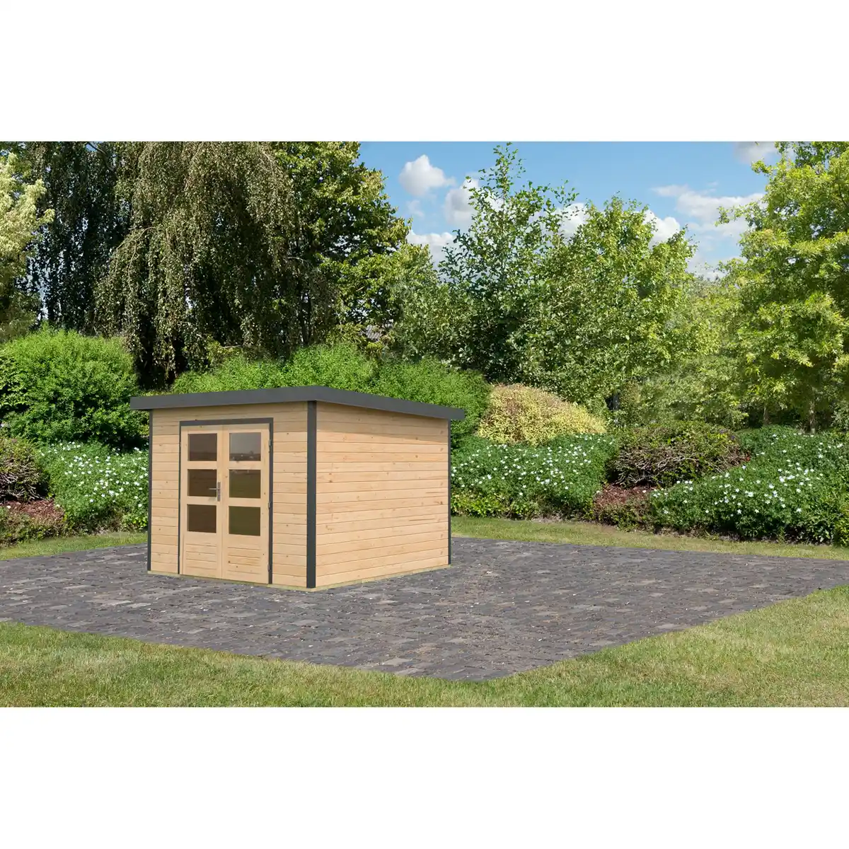 Bild 1 von Karibu Gartenhaus 'Meteor A' naturbelassen/anthrazit 309 x 218,5 x 292,4 cm
