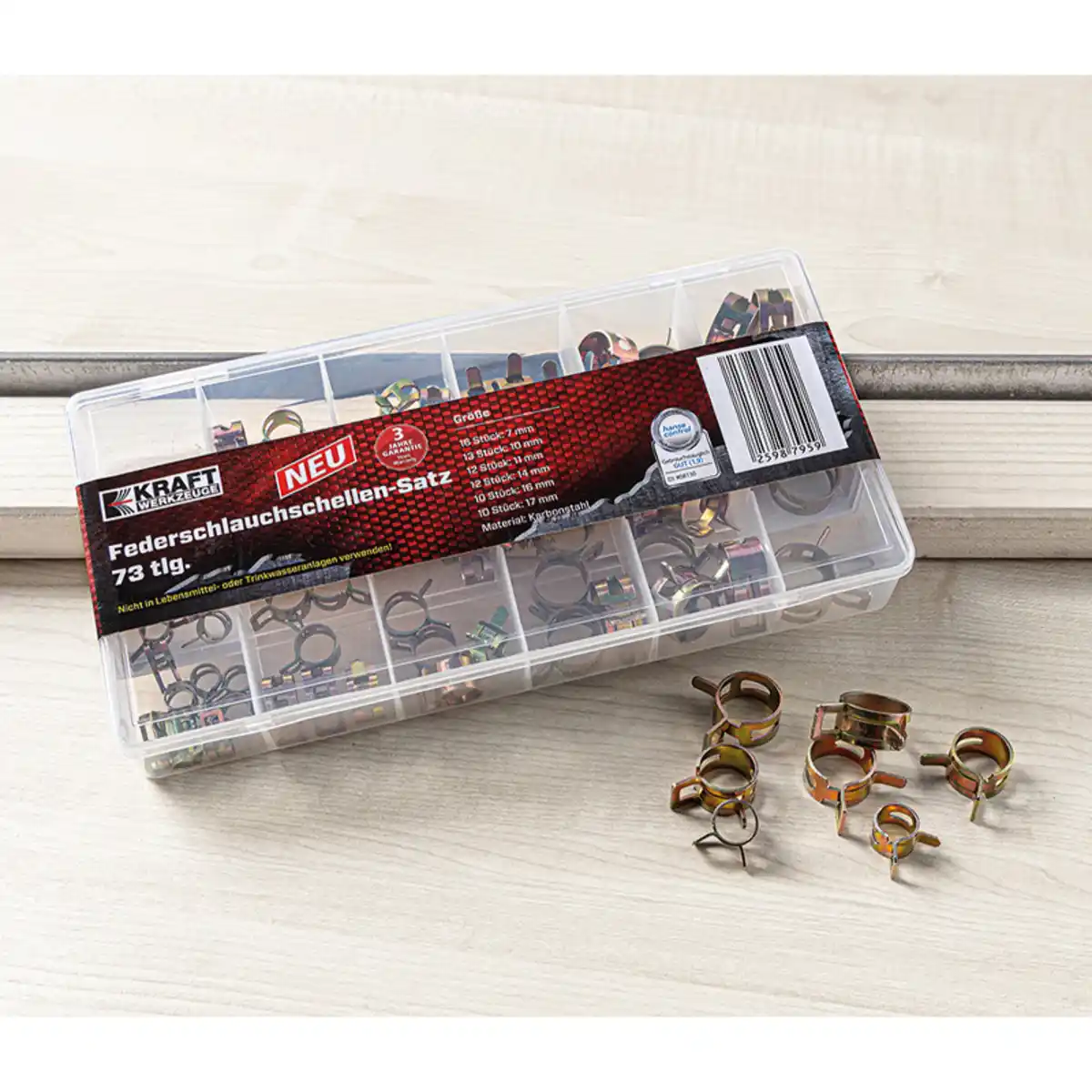 Bild 1 von Kraft Werkzeuge Federschlauchschellen-Satz 73-tlg.