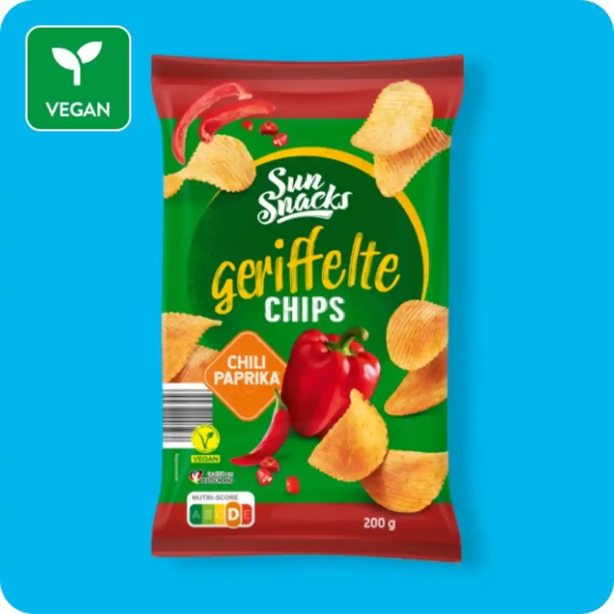 Bild 1 von SUN SNACKS Riffel-Chips, Chili-Paprika oder Salz