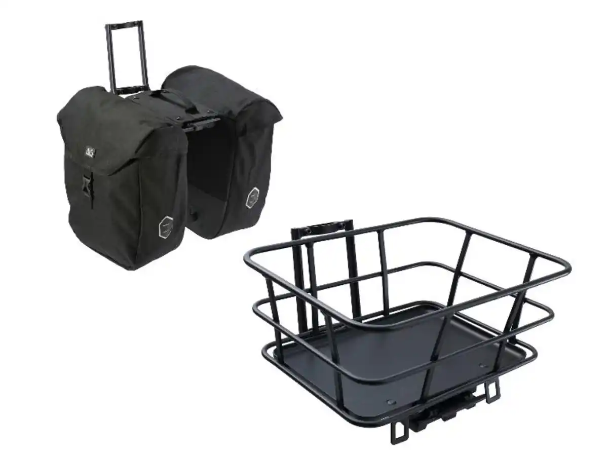 Bild 1 von Urban E-Bike Frontgepäckträger + Korb / Doppelgepäckträgertasche für AVS Klicksystem,  5 kg